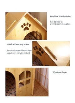 A.M Cat House Indoor for Cats with Star Cushion Sturdy Luxury Small Dog House Large Space for Pets with Windows and Big Doorway Easy Assemble (Large-2-1with Toy)  - Image 4