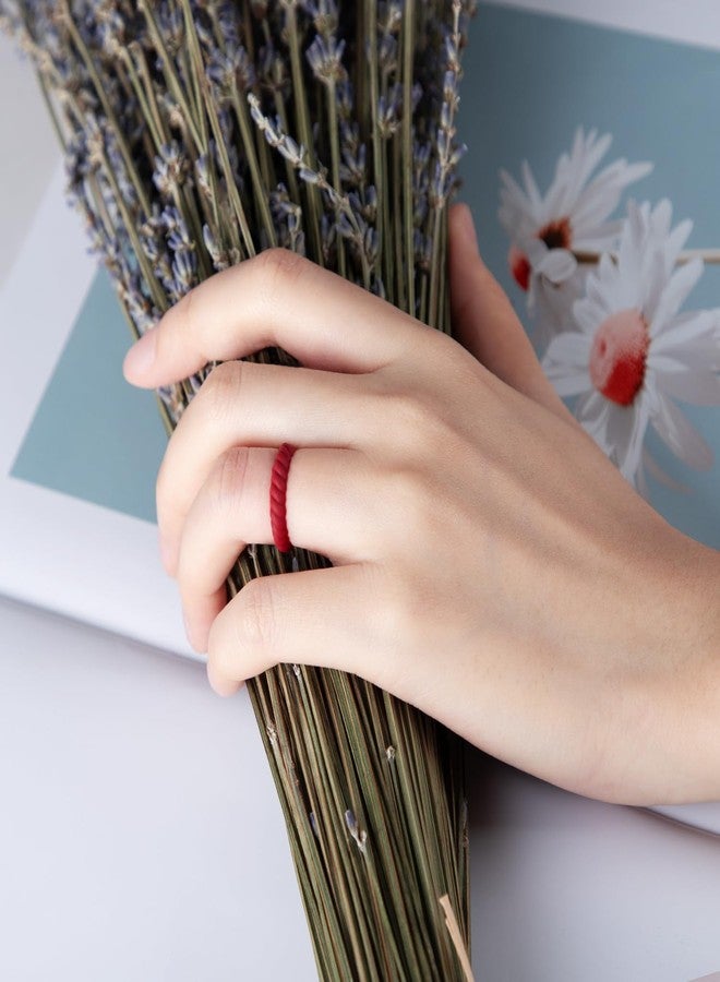 Egnaro Women's Bridal Rings Sets, Thin and Stackable Rubber Rings Women Wedding Bands - 2.5mm Width - 1.8mm Thick, 6.5-7(17.3mm), Silicone, No Gemstone - Image 5