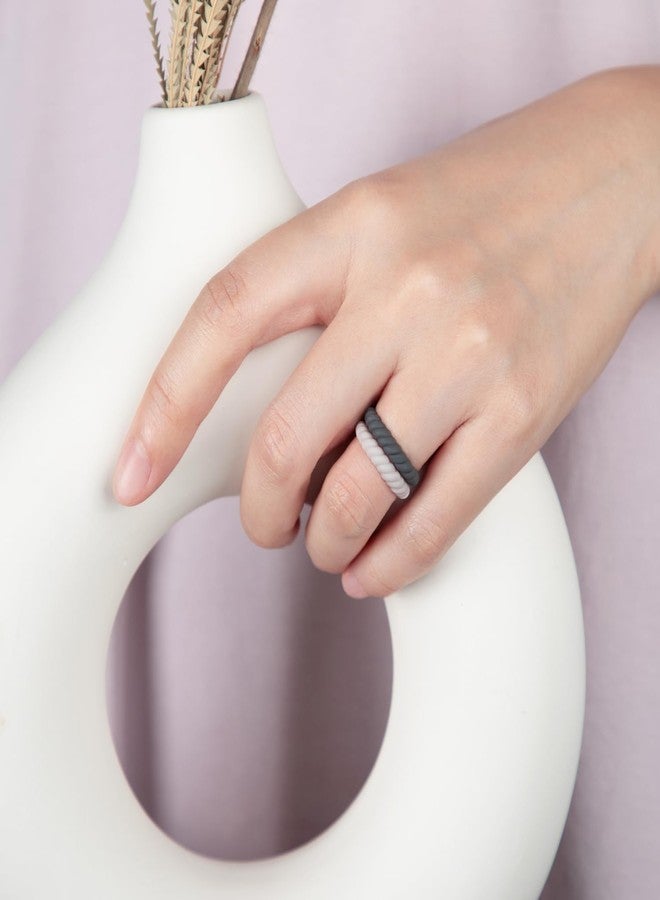 Egnaro Women's Bridal Rings Sets, Thin and Stackable Rubber Rings Women Wedding Bands - 2.5mm Width - 1.8mm Thick, 6.5-7(17.3mm), Silicone, No Gemstone - Image 3