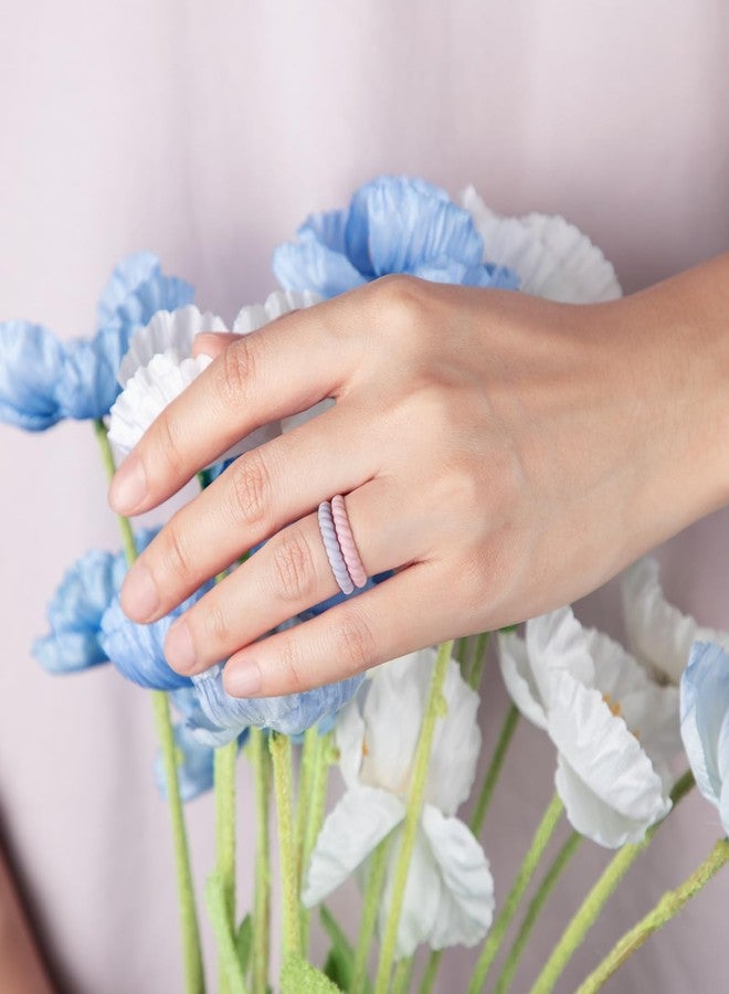 Egnaro Women's Bridal Rings Sets, Thin and Stackable Rubber Rings Women Wedding Bands - 2.5mm Width - 1.8mm Thick, 6.5-7(17.3mm), Silicone, No Gemstone - Image 4