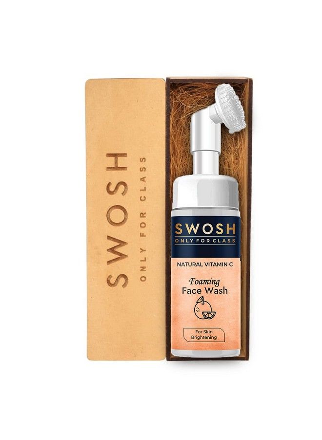 SWOSH Natural Vitamin C Foaming Face Wash For Pimple Prone & Oily Skin No Parabens Sulphate Silicones & Colour (With Builtin Face Brush) 100 Ml/ 3.38 Fl Oz - Image 2