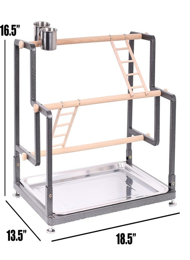 hereex Bird Playground, Playstand for Small to Large Birds with Collapsible Metal Frame, Heavy Duty Quick-Install No Tool Request, 4 Standing Perch, 2 ladders and 2 Bird Cups - Image 2