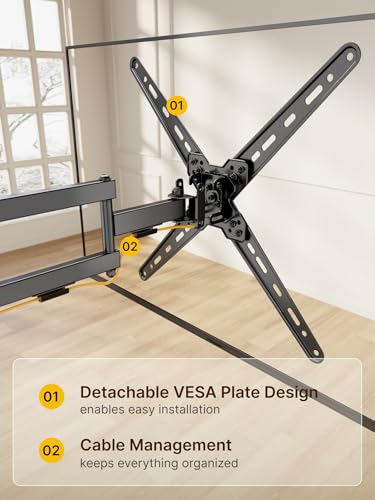 monTEK Full Motion TV Wall Mount Bracket for Most 13-55 Inch LED LCD Flat Screen TVs & Monitors, Swivel Tilt Extension Rotation with Articulating Arms, TV Mount Max VESA 400x400mm, up to 55lbs - Image 4