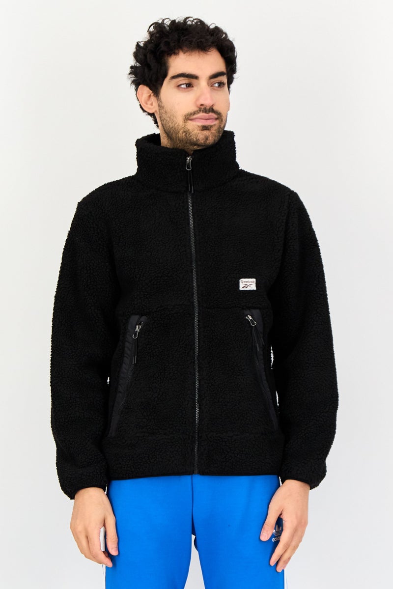 Reebok Men Sportswear Fit Long Sleeve Outdoor Faux Fur Jacket, Black - Image 1