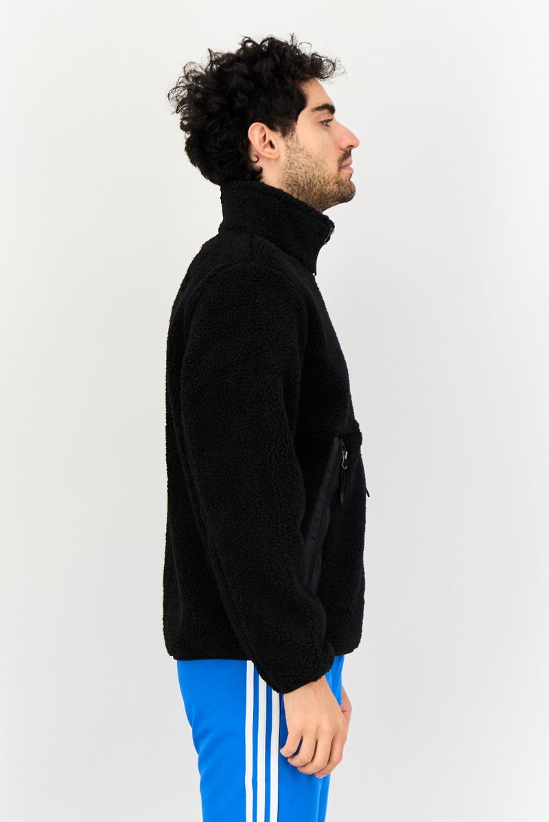 Reebok Men Sportswear Fit Long Sleeve Outdoor Faux Fur Jacket, Black - Image 4