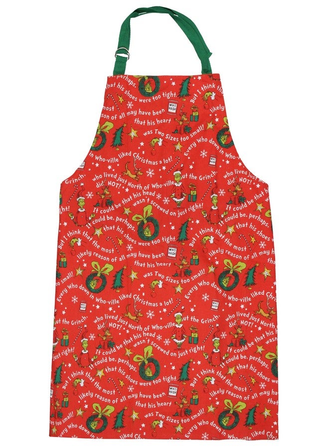 MJC Grinch Apron Dr Seuss How The GRINCH Stole Christmas Storybook Icons Adult Kitchen Apron Adjustable Neck Baking Cooking - Image 2