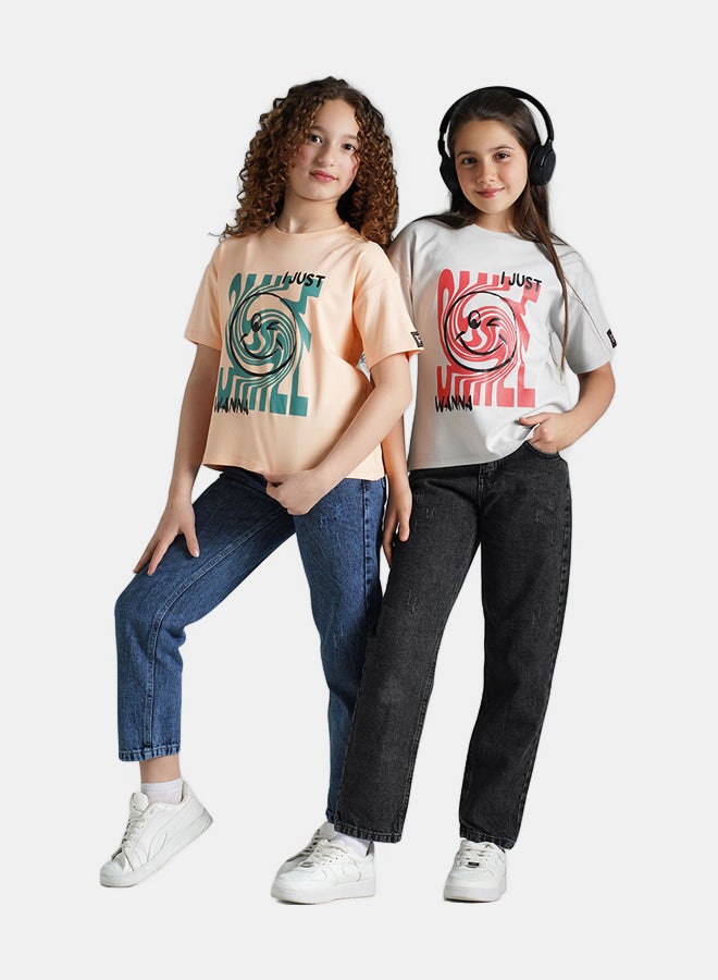 ريمينت تيشرت للبنات برسمة سمايل سيمون  - Image 4