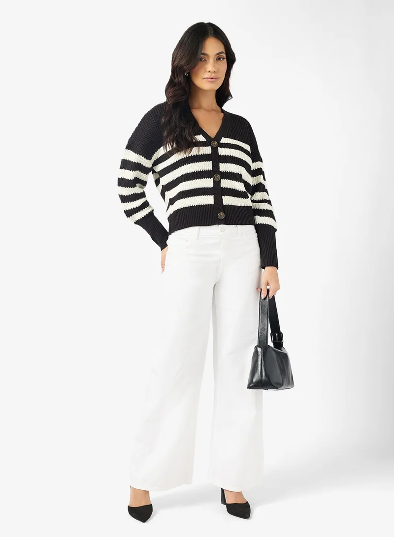 Vero Moda  Button Down Stripes Detail Cardigan for Women | Best Price UAE