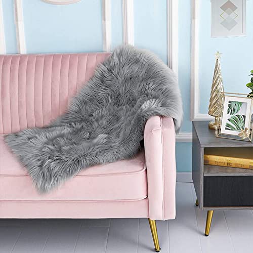 Latepis Small Rugs for Bedroom 2x3 Grey Faux Sheepskin Rug for Living Room Super Soft Rugs for Dorm Room Fluffy Rug for Bedroom Rectangle - Image 2