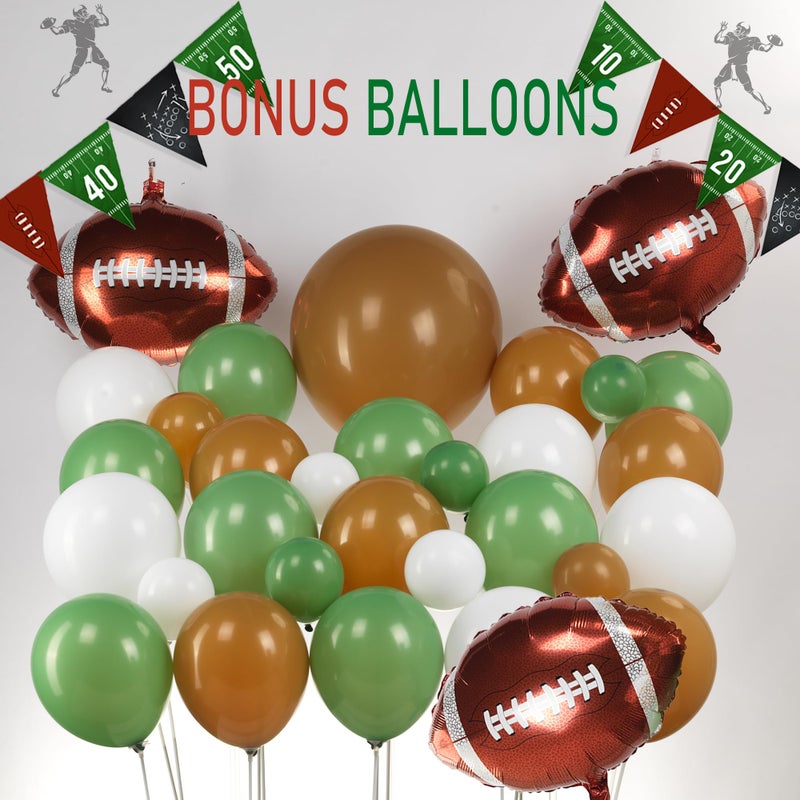 besttideyes Football Balloon Garland Arch Kit Sage Green and Brown Balloons with Football Foil Balloon Game Day banner for Touch Down Rugby Super Bowl Sport Theme Party Decorations - Image 5
