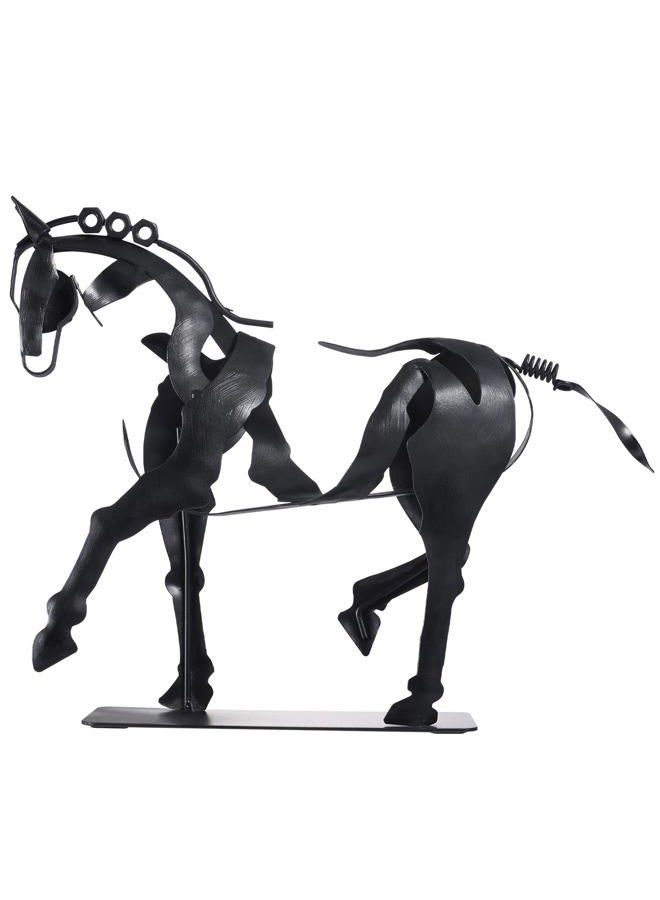 SunBlogs Art Handmade Horse Statue - Unique Rustic Decor for Office & Home - Hand-Painted Metal Sculpture - Perfect Handicraft Gift for Horse Lovers (Black) - Image 1