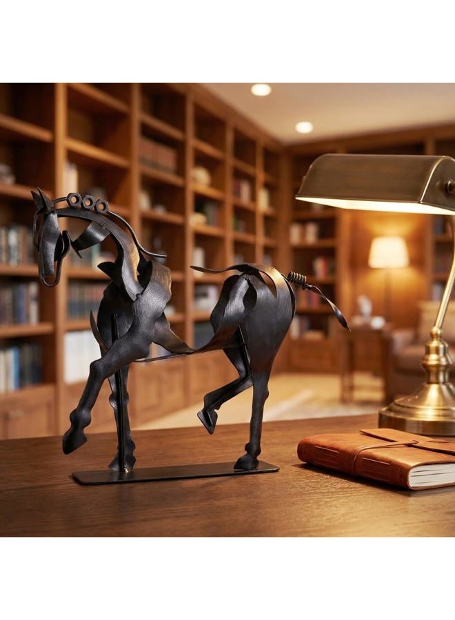 SunBlogs Art Handmade Horse Statue - Unique Rustic Decor for Office & Home - Hand-Painted Metal Sculpture - Perfect Handicraft Gift for Horse Lovers (Black) - Image 5