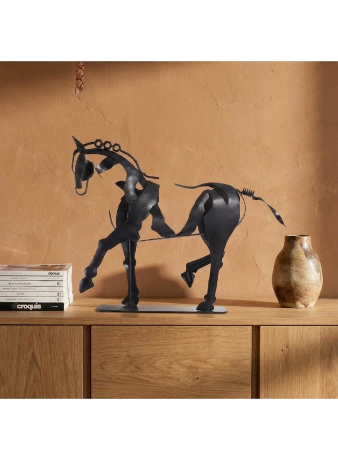 SunBlogs Art Handmade Horse Statue - Unique Rustic Decor for Office & Home - Hand-Painted Metal Sculpture - Perfect Handicraft Gift for Horse Lovers (Black) - Image 4