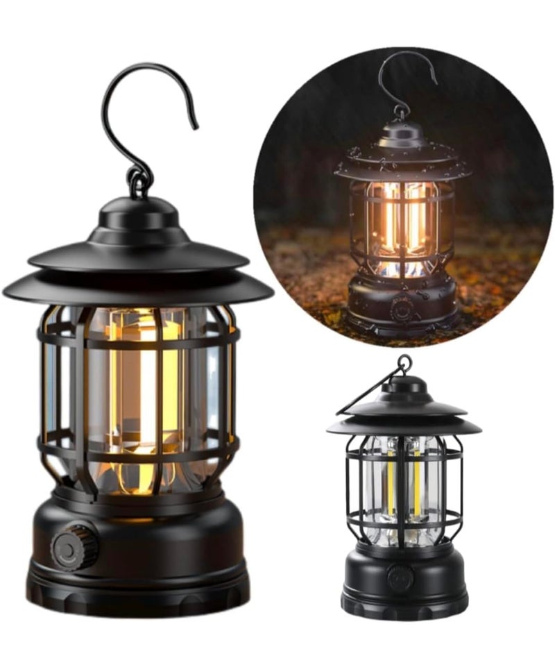 Fire Turtle Camping Lanterns Rechargeable Portable Electric LED Camping Lights Outdoor Hanging Tent Light Vintage Tabletop Lantern Decor Stepless Dimming Waterproof for Camping Power Outages Indoor - Image 1