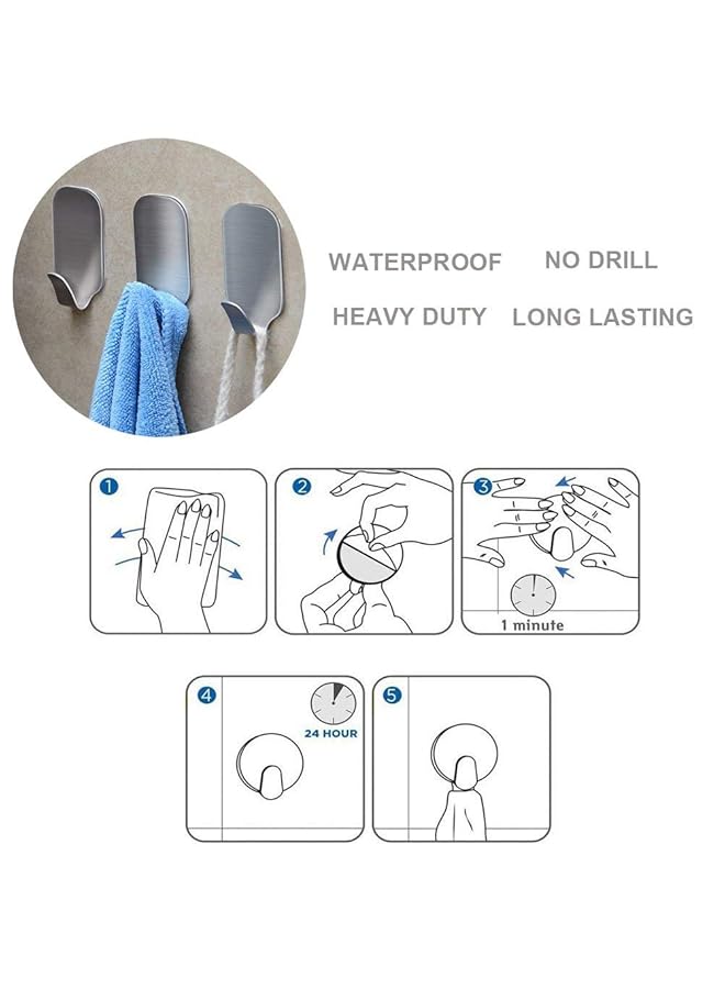 إيروريكس خطافات حائط لاصقة لتعليق الشماعات الحائطية على الدش والمنزل والحمام والمطبخ والباب مثالية للروبي والمظلات والملابس والحقائب والمعاطف وخطافات الحائط متعددة الاستخدامات المصنوعة من الفولاذ المقاوم للصدأ، 10 عبوات - Image 5