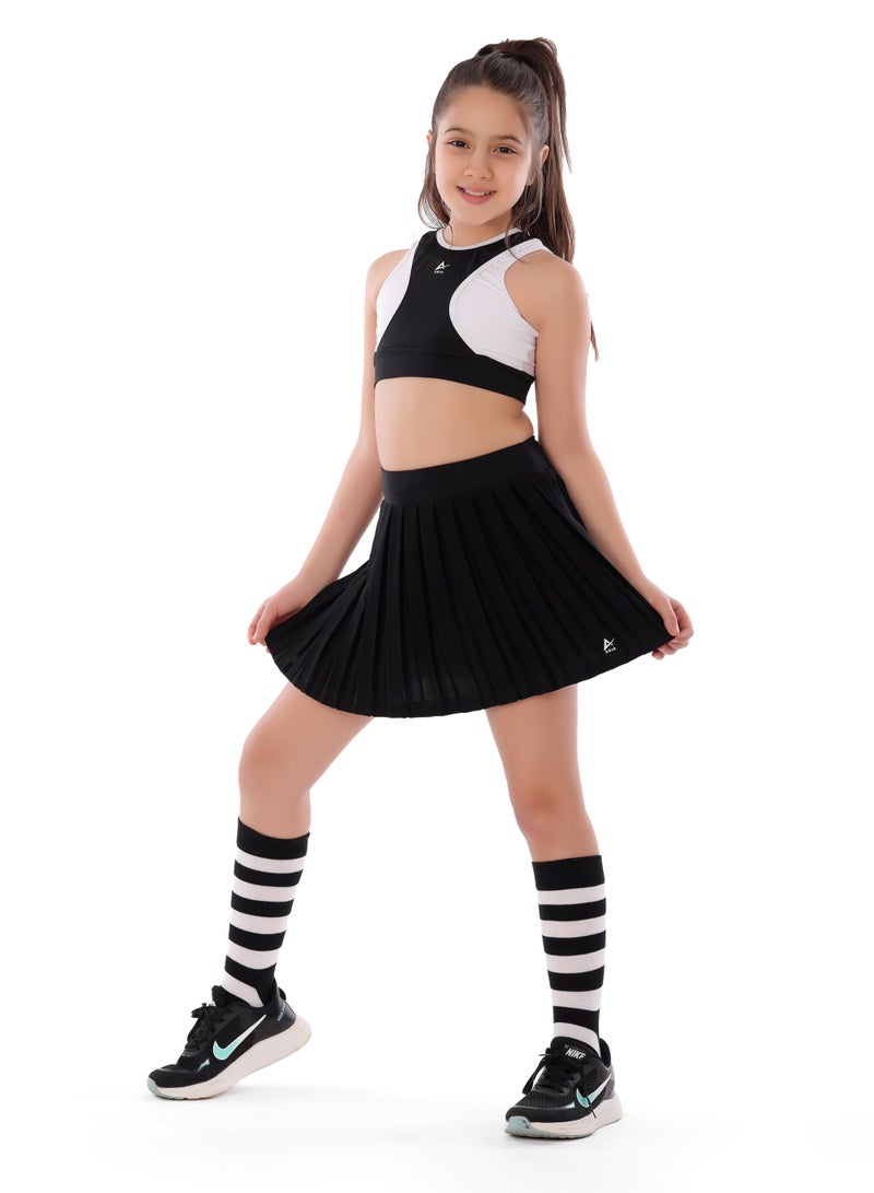 ANJA Girls Pleated Black Sport Skirt – Athletic Plissé Skirt - Image 2