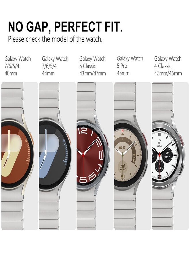 FULLIFE Compatible with Samsung Galaxy Watch 7 6 5 4 Band 40mm 44mm, Stainless Steel Metal with Magnetic Clasp No Gap Band Galaxy Watch 5 Pro/6 Classic/4 Classic/FE for Men 47mm 46mm 45mm, Titanium - Image 2