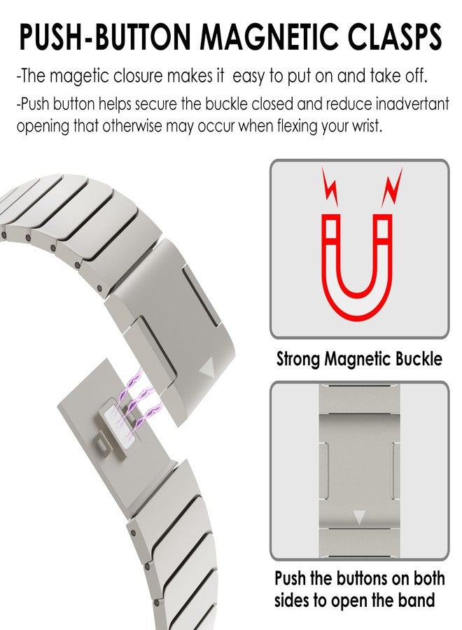 FULLIFE Compatible with Samsung Galaxy Watch 7 6 5 4 Band 40mm 44mm, Stainless Steel Metal with Magnetic Clasp No Gap Band Galaxy Watch 5 Pro/6 Classic/4 Classic/FE for Men 47mm 46mm 45mm, Titanium - Image 5