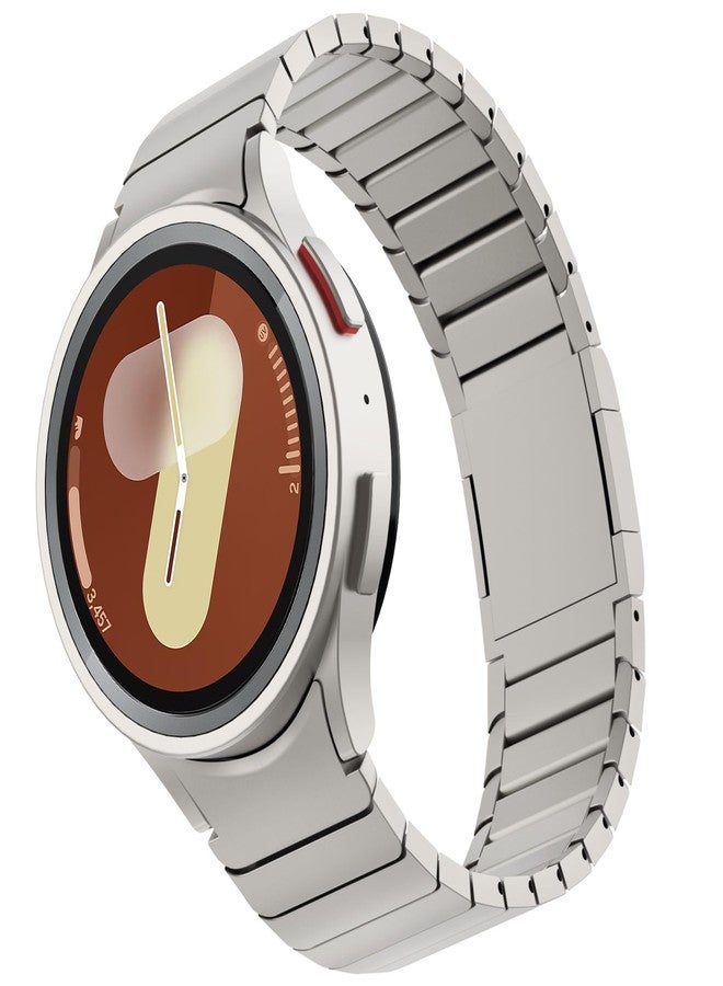 FULLIFE Compatible with Samsung Galaxy Watch 7 6 5 4 Band 40mm 44mm, Stainless Steel Metal with Magnetic Clasp No Gap Band Galaxy Watch 5 Pro/6 Classic/4 Classic/FE for Men 47mm 46mm 45mm, Titanium - Image 1