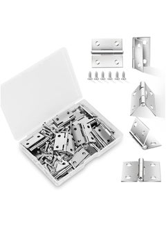 CMGTYYD 14 Sets Small Hinges with Screws, Stainless Steel Jewelry Box Hinges Silver, 1 in Mini Hinges for Wooden Box, Folding Butt Hinges, Miniature Hinges, Jewelry Box Hardware Hinges for DIY Jewelry Box  - Image 1