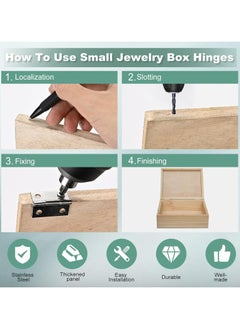 CMGTYYD 14 Sets Small Hinges with Screws, Stainless Steel Jewelry Box Hinges Silver, 1 in Mini Hinges for Wooden Box, Folding Butt Hinges, Miniature Hinges, Jewelry Box Hardware Hinges for DIY Jewelry Box  - Image 4