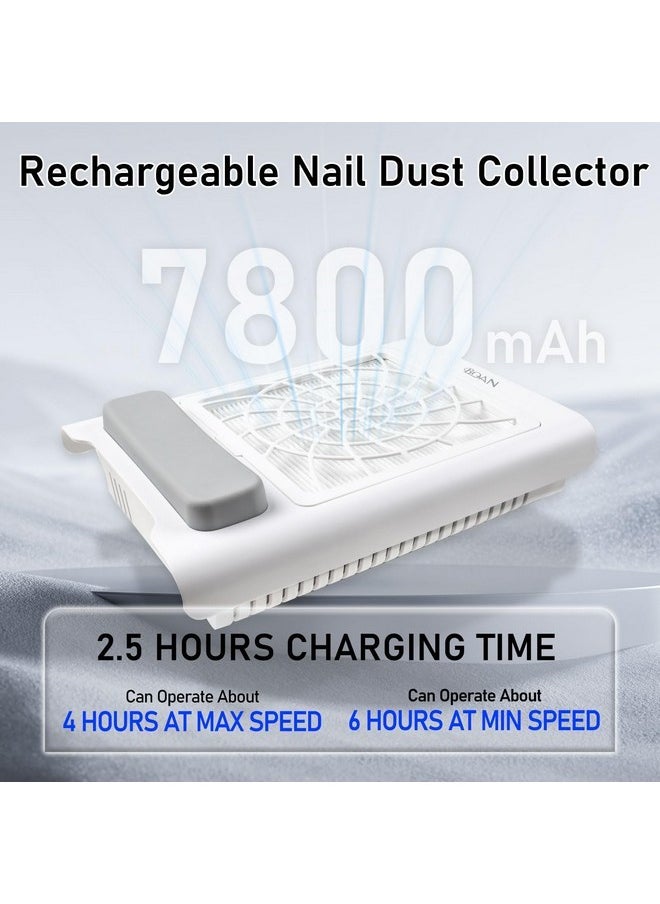 BQAN Nail Dust Collector, Profesional Dust Collector Nail Tech Quiet Rechargeable Nail Vacuum Fan Nail Tech Must Have Manicure Tools With 2 Reusable Filters  - Image 3