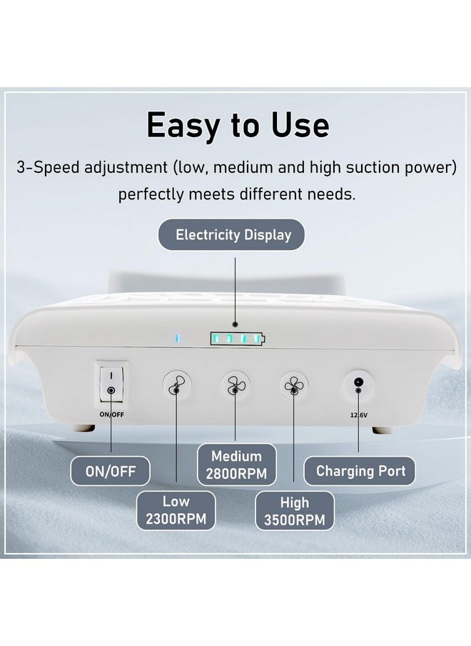 BQAN Nail Dust Collector, Profesional Dust Collector Nail Tech Quiet Rechargeable Nail Vacuum Fan Nail Tech Must Have Manicure Tools With 2 Reusable Filters  - Image 4