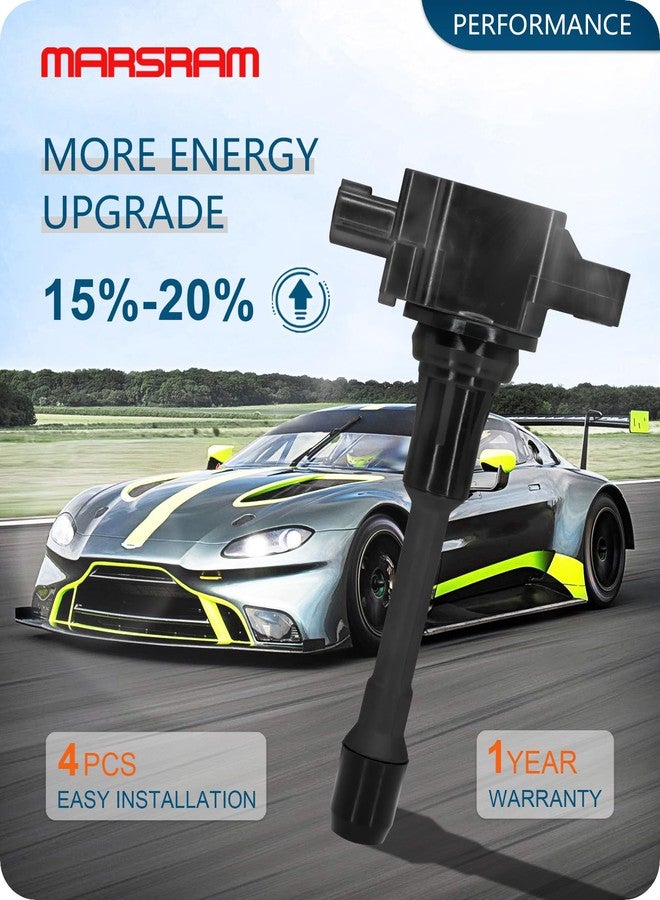 Marsram مجموعة ملفات الإشعال Marsram UF549 وشمعة الإشعال 9029، مناسبة لسيارات نيسان ألتيما، فيرسا، سنترا، روغ، كوب، NV200 موديلات 2007-2013، وإنفينيتي QX60 M56، Q70، FX50 موديلات 2014-2017، بمحركات 4 أسطوانات سعة 2.5 لتر، 1.8 لتر، 1.6 لتر، 2.0 لتر، 5.0 لتر، 5.6 لتر. مجموعة من 4 قطع. - Image 3