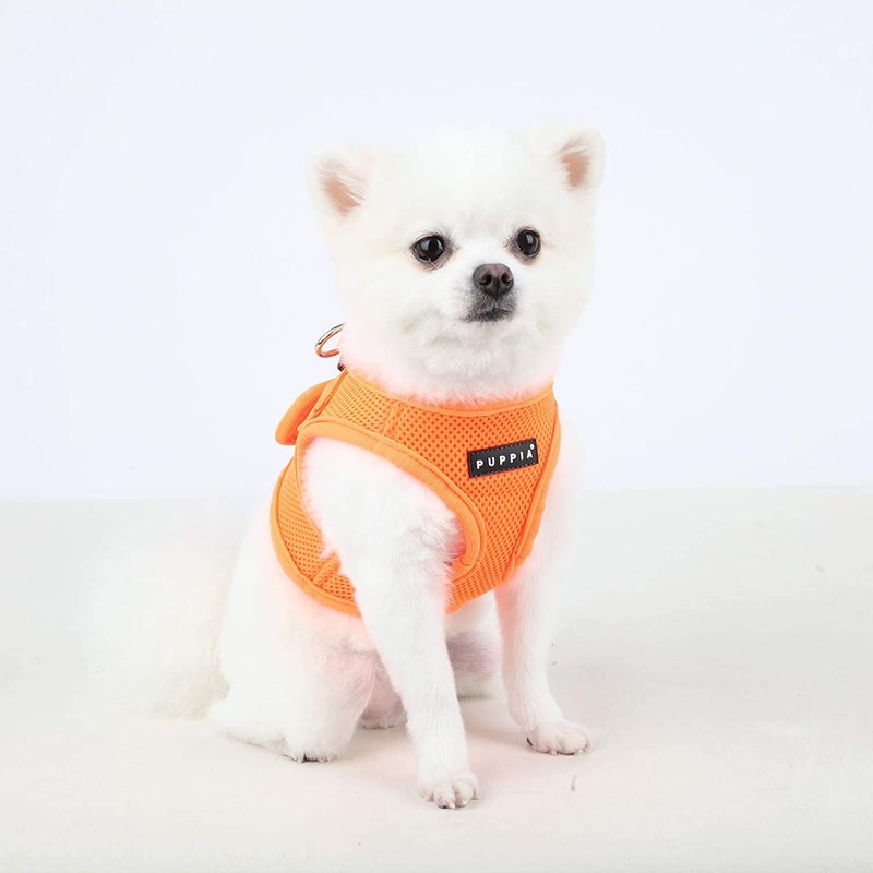 Puppia Neon Soft Vest Harness Step-in No Choke No Pull Walking Training for Small and Medium Dog, Orange, Medium - Image 5