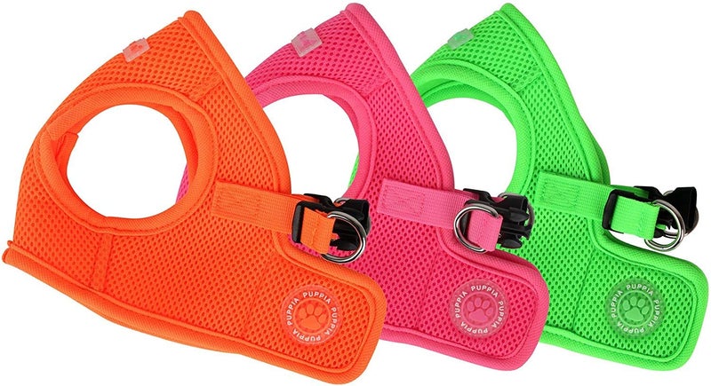 Puppia Neon Soft Vest Harness Step-in No Choke No Pull Walking Training for Small and Medium Dog, Orange, Medium - Image 4