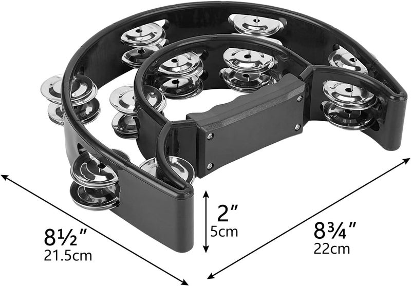 Musiin Double Row Metal Jingles Half-Moon Tambourine - Versatile Percussion Instrument (Black) - Image 4