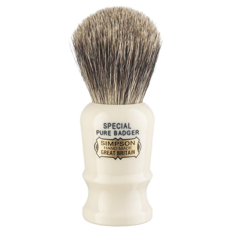 Simpsons Special Pure Badger Hair Shaving Brush With Imitation Ivory Handle - Image 3
