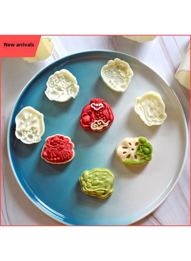 Moon Cake Mold 50g Lotus Root Lotus Pot Duozi Duofu Chinese Pastry Refreshment Wedding Dessert Table Mung Bean Cake Mold-Specifications:50g Multi-child Pomegranate 1 Mold 1 Piece-Color:Creamy-white - Image 2