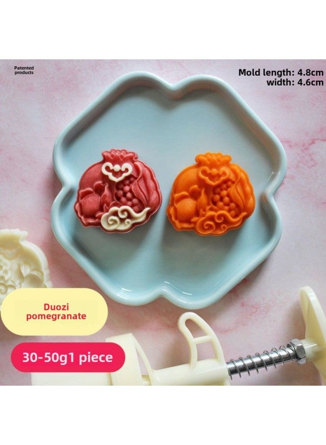 Moon Cake Mold 50g Lotus Root Lotus Pot Duozi Duofu Chinese Pastry Refreshment Wedding Dessert Table Mung Bean Cake Mold-Specifications:50g Multi-child Pomegranate 1 Mold 1 Piece-Color:Creamy-white - Image 1