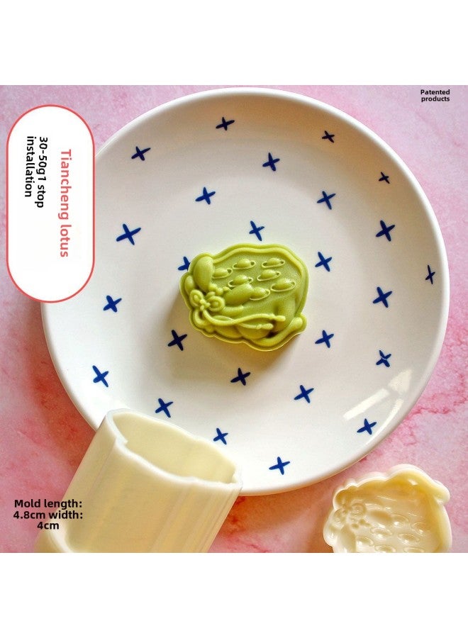 Moon Cake Mold 50g Lotus Root Lotus Pot Duozi Duofu Chinese Pastry Refreshment Wedding Dessert Table Mung Bean Cake Mold-Specifications:50g Multi-child Pomegranate 1 Mold 1 Piece-Color:Creamy-white - Image 4