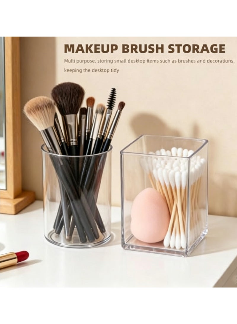 PAPERSAY 2 Pack Acrylic Pen Pencil Holder ,  Desk Organizer , Clear Makeup Brush Holder Cup ,Desktop Stationery for Office School (Transparent) - Image 4