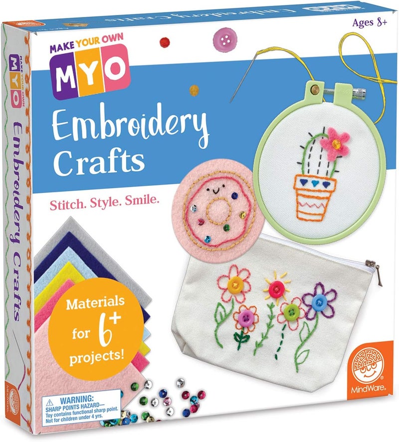 Mindware Embroidery Kit for Beginners – 6+ Projects, 7 Simple Stitches & 14 Premium Tools – Ideal DIY Craft for Girls & Teens - Image 1