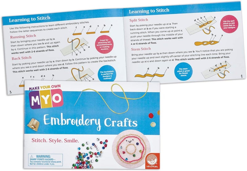 Mindware Embroidery Kit for Beginners – 6+ Projects, 7 Simple Stitches & 14 Premium Tools – Ideal DIY Craft for Girls & Teens - Image 3