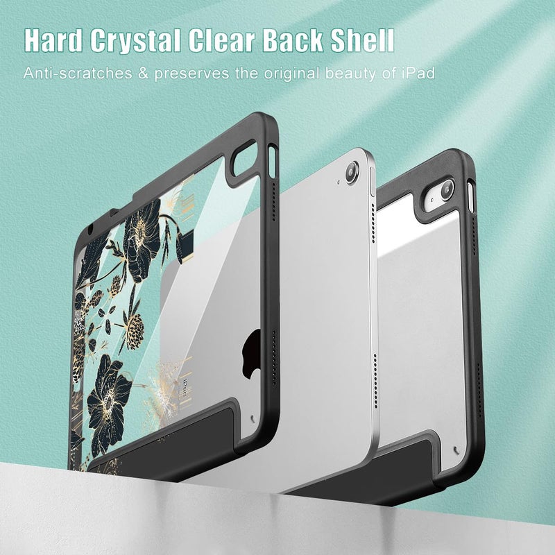 May Chen for iPad (A16) 11th Generation Case 11 Inch 2025, iPad 10th Gen Case 2022 10.9 inch, Built-in Pencil Holder with Shockproof Cover Clear Transparent Back Shell Auto Wake/Sleep, Black Stars Bow - Image 4