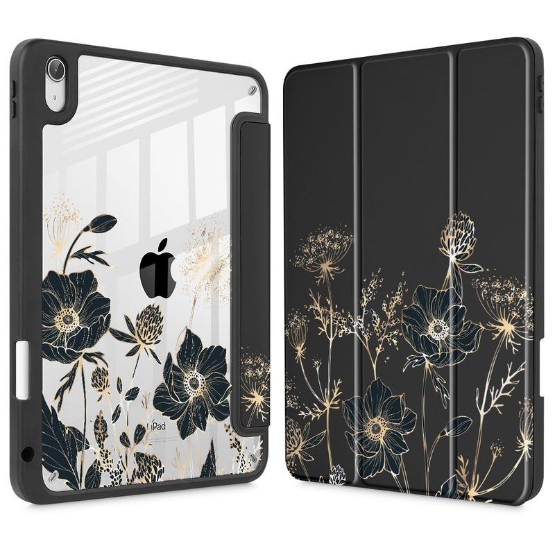 May Chen for iPad (A16) 11th Generation Case 11 Inch 2025, iPad 10th Gen Case 2022 10.9 inch, Built-in Pencil Holder with Shockproof Cover Clear Transparent Back Shell Auto Wake/Sleep, Black Stars Bow - Image 1