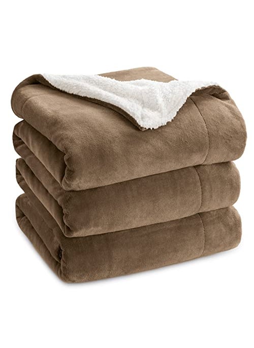 Bedsure Bedsure Sherpa Fleece Blankets Queen Size for Bed  Thick and Warm Soft Fuzzy Plush Queen Blanket for Winter Camel 90x90 Inches 