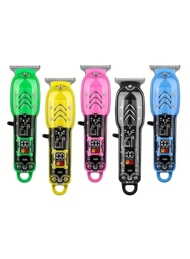 Green Cordless Men Professional Hair Beard Trimming Kit With LED Display Precision Trimmer USB Rechargeable Home Use Gift - Image 3