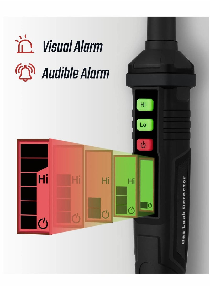 Excefore - Gas Leak Detector, Natural Gas Detector with Audible & Visual Alarm, Portable Gas Sniffer to Locate Combustible Gas Leak Sources Like Methane, Propane for Home(Includes Battery x2)- Black - Image 1