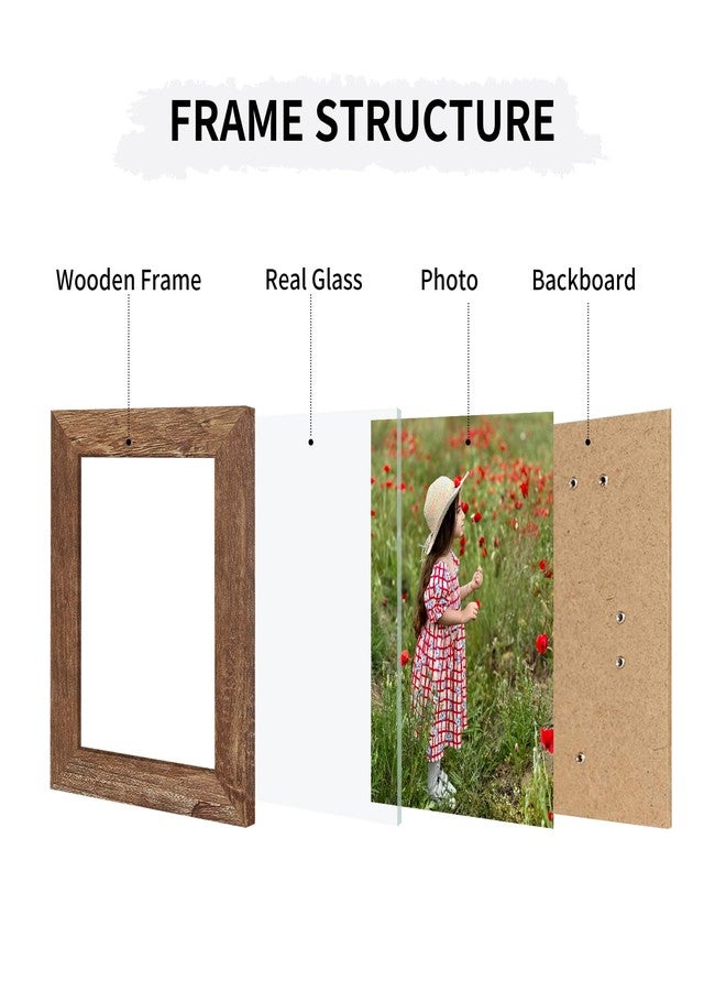 ccdcc 5x7 Collage Picture Frames Set of 2, Rustic Wooden Real Glass Vertical Hanging 3 Opening 5 by 7 Photo Frame, Rustic Brown - Image 3