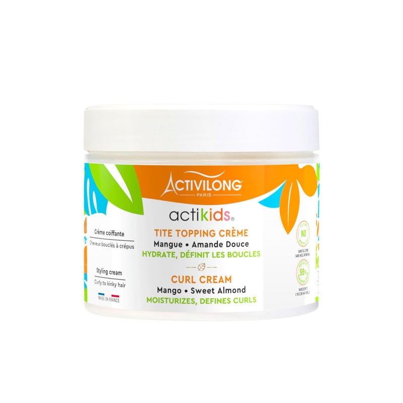 ACTIVILONG Actikids Topping Curl Cream  Light Melting Cream to Sculpt and Redefine Your Kids Curls  Enriched with Organic Sweet Almond Oil and Mango Butter  NonGreasyLeaves No Flakes  300 ml