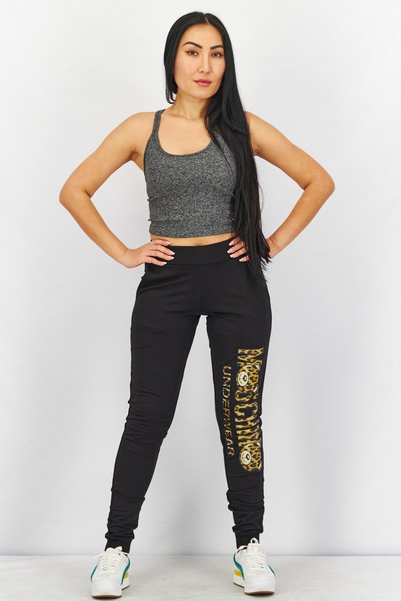 MOSCHINO Women Regular Fit Brand Logo Pants, Black - Image 2