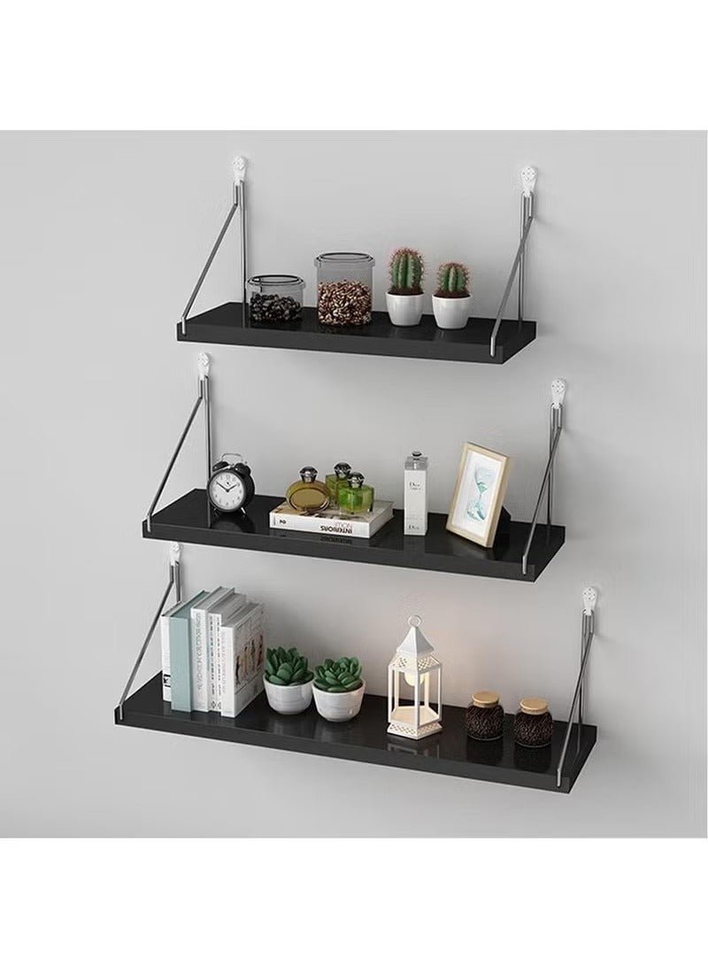 Arabest Floating Shelves Floating Shelf for Wall Floating Book Shelf Wall Mounted Organizer for Kitchen Living Room Bedroom Office Storage Shelves Display Racks Home Decor Set of 3, Black  - Image 1