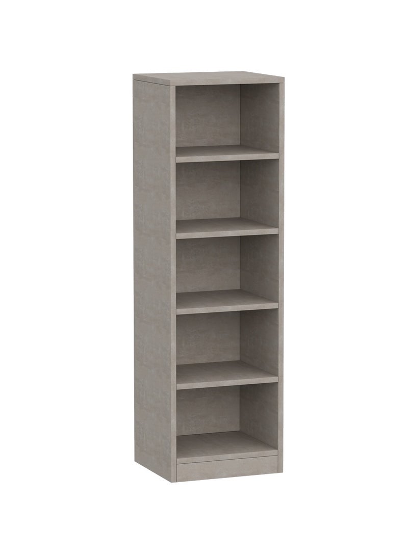 Mahmayi Mahmayi Wooden Storage Display Shelves 5-Tier Freestanding, Top Shelf for Decoration Ideal for Storing and Displaying your possessions - Light Concrete - Image 1
