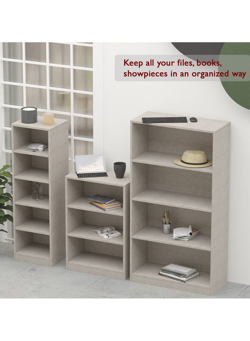 Mahmayi Mahmayi Wooden Storage Display Shelves 5-Tier Freestanding, Top Shelf for Decoration Ideal for Storing and Displaying your possessions - Light Concrete - Image 3