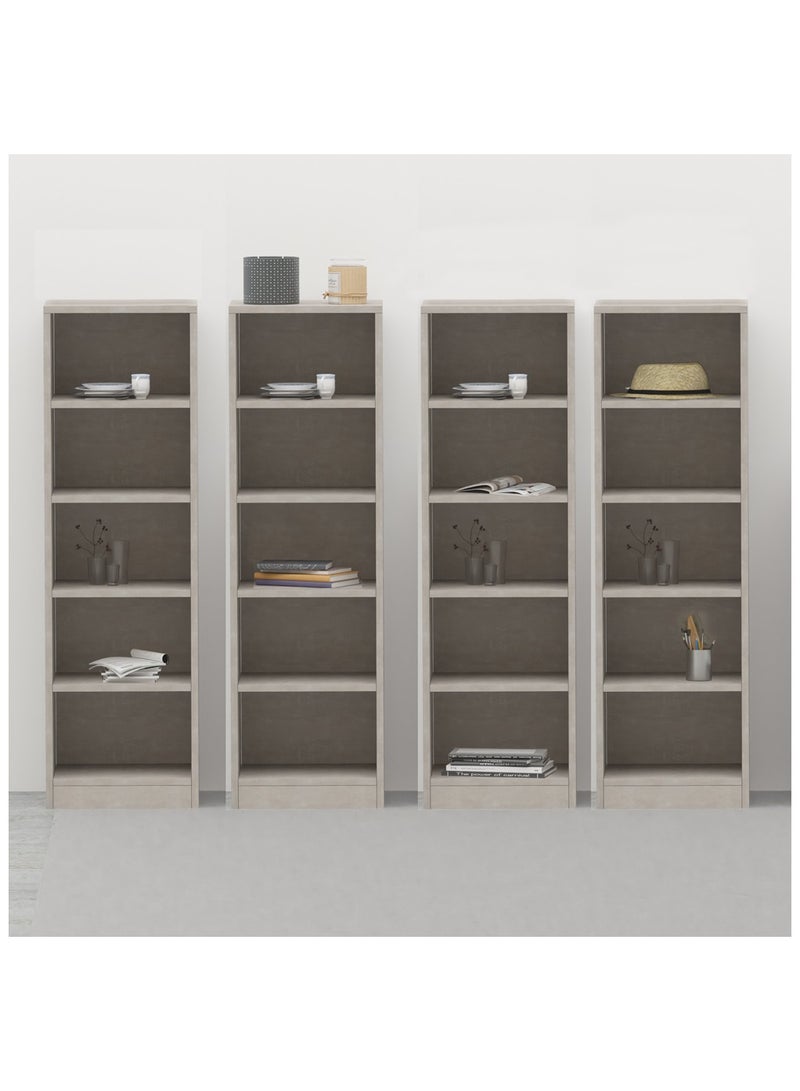 Mahmayi Mahmayi Wooden Storage Display Shelves 5-Tier Freestanding, Top Shelf for Decoration Ideal for Storing and Displaying your possessions - Light Concrete - Image 5